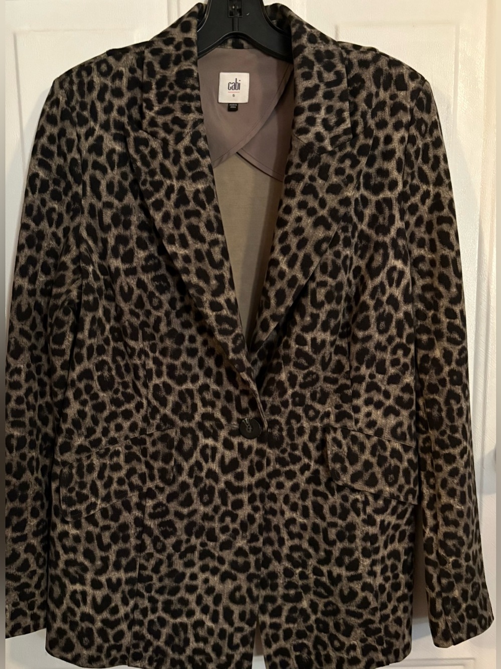 Cabi Leopard Print Blazer Jacket - Brown/Black